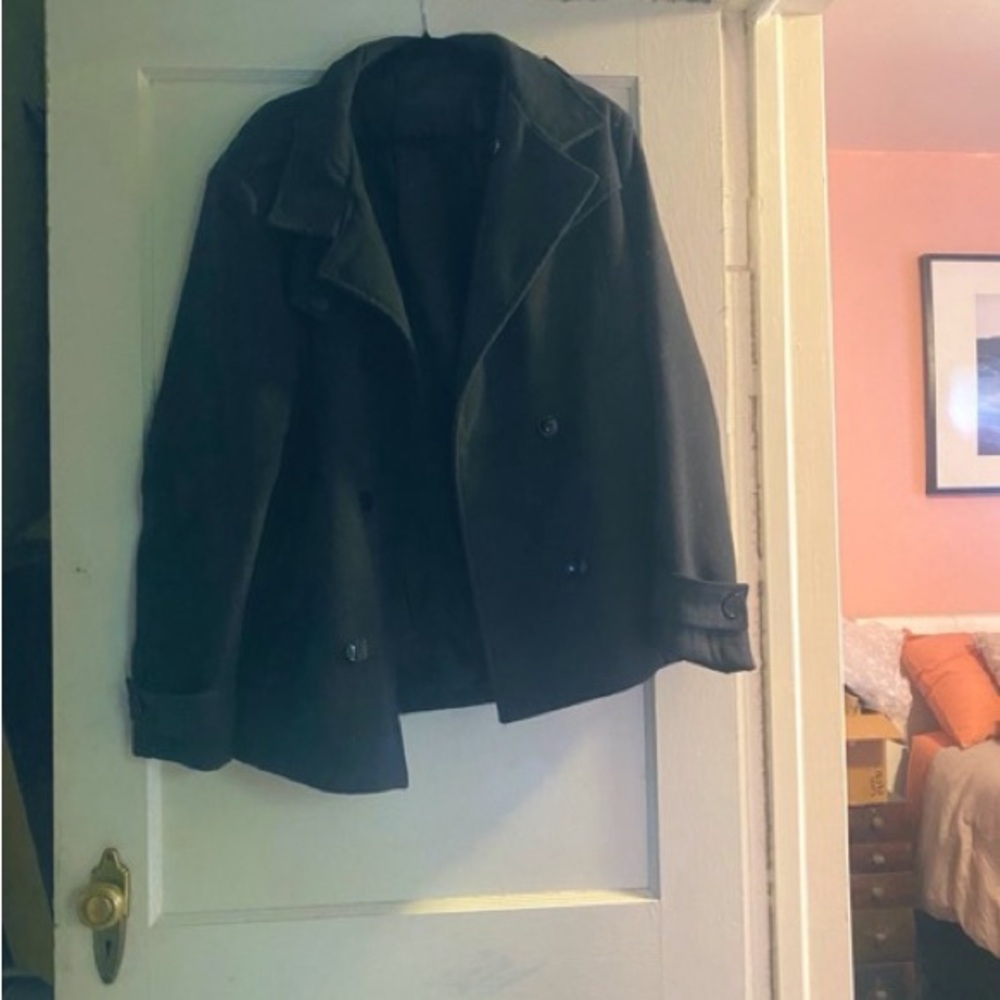 Classic Black Double-Breasted Pea Coat